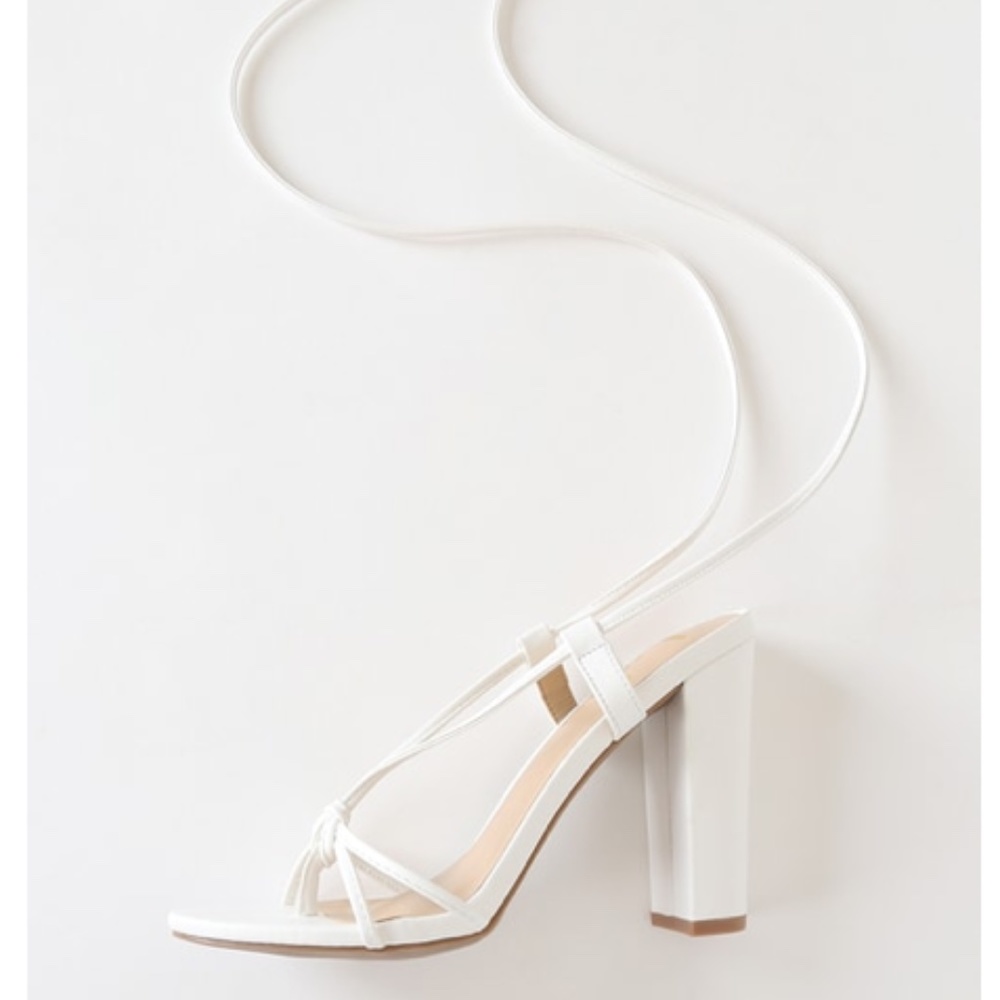 Vegan Leather Marc White Lace-Up Heels - Picture 4 of 6